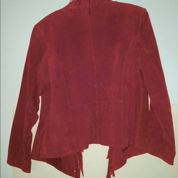 Leather Suede Fringe jacket, Red, women’s Large - Picture 10 of 11
